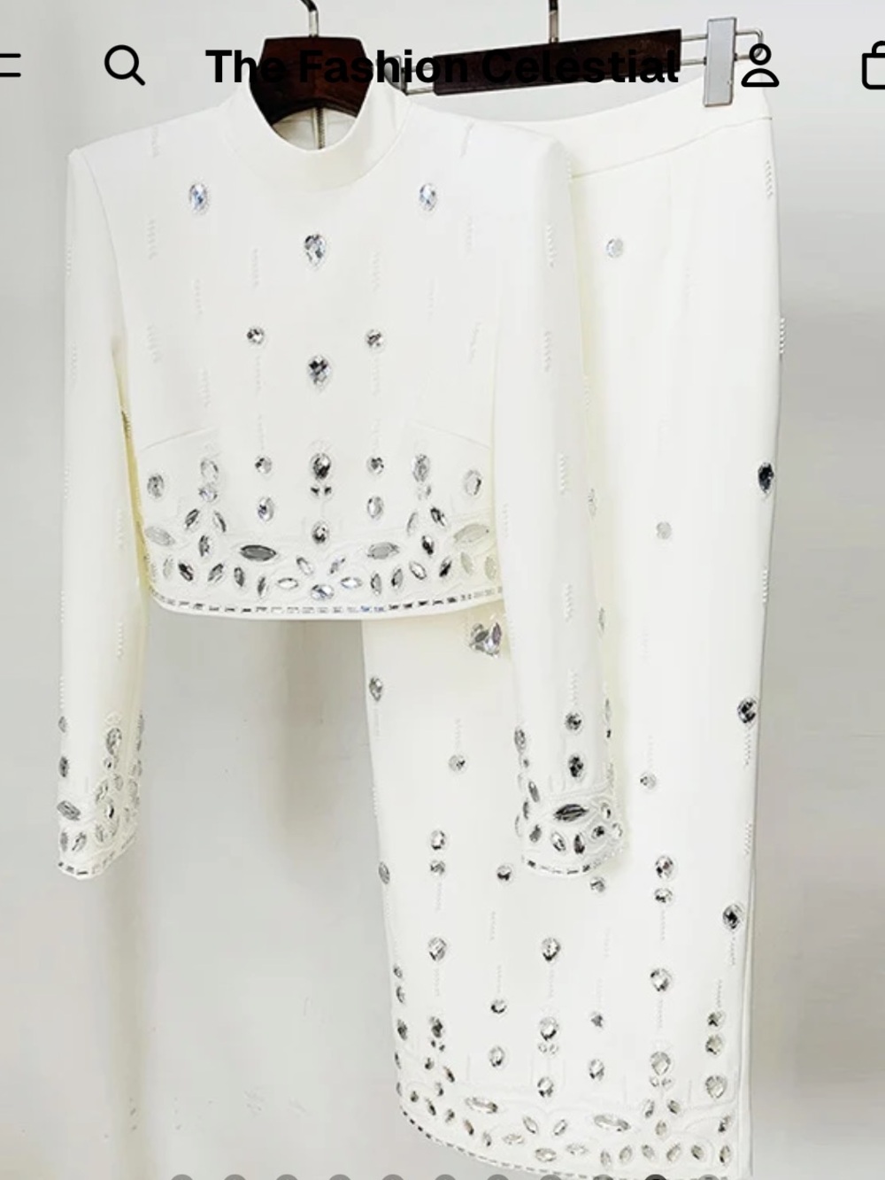 Embellished White top and skirt RUNS SMALL SIZE XL FITS LIKE L